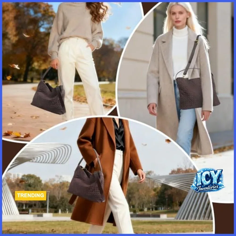 Faux Suede Woven Hobo Tote Bag Shoulder Handbag